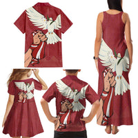 Latvia Restoration of Independence Day Family Matching Tank Maxi Dress and Hawaiian Shirt Latvija 4th May with Dove