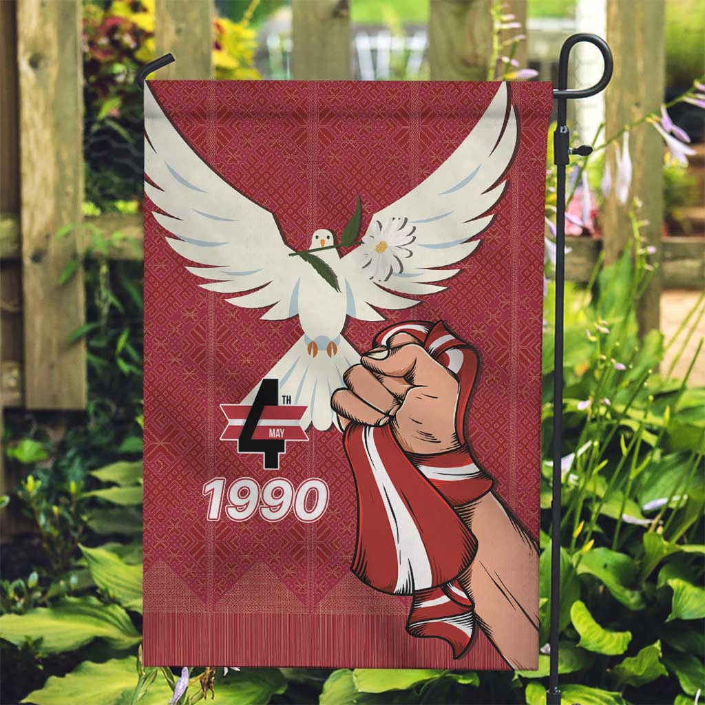 Latvia Restoration of Independence Day Garden Flag Latvija 4th May with Dove