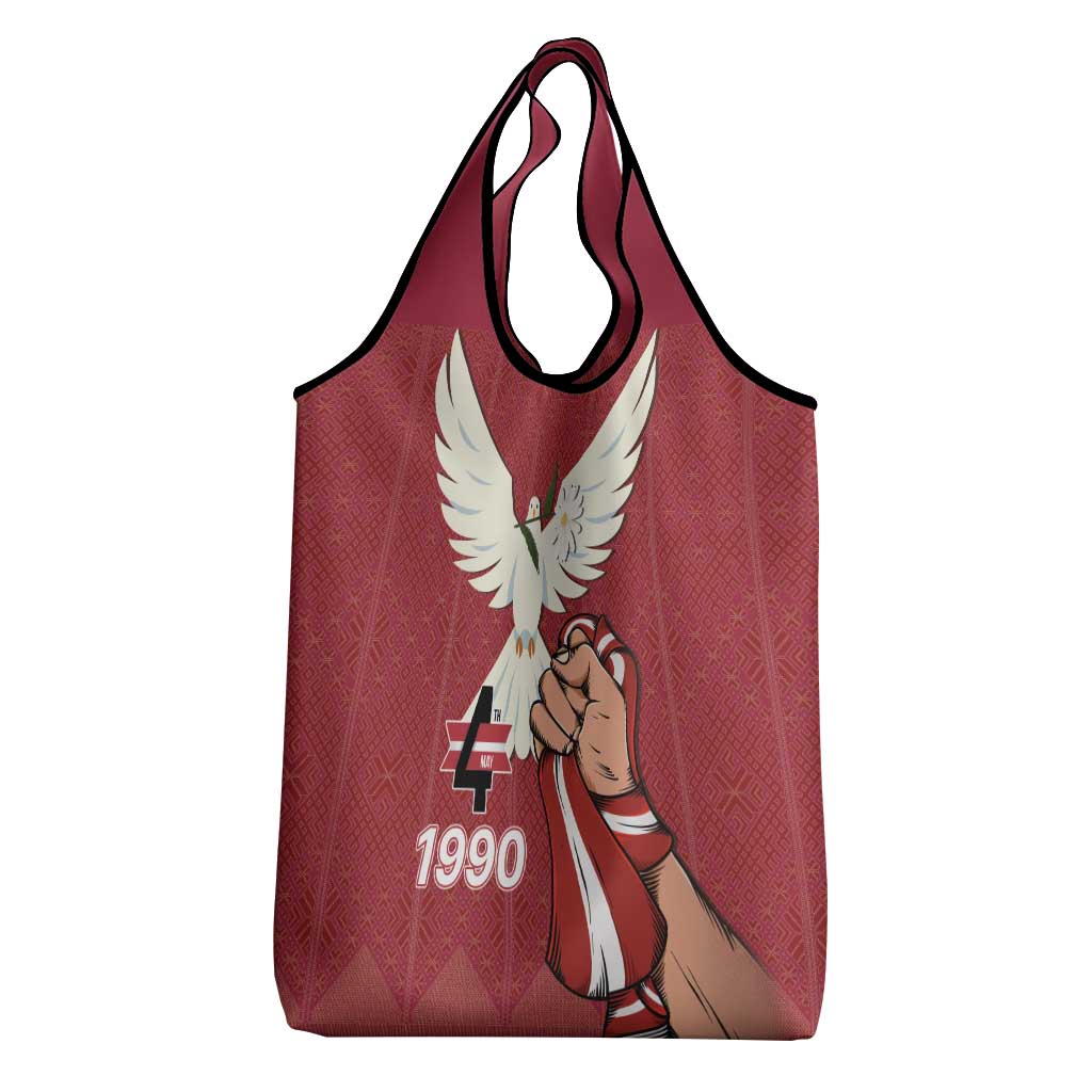 Latvia Restoration of Independence Day Grocery Bag Latvija 4th May with Dove