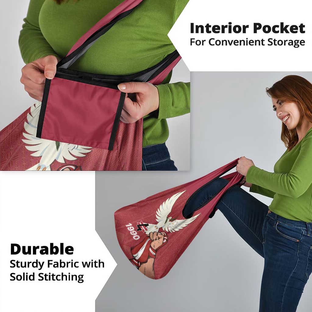 Latvia Restoration of Independence Day Grocery Bag Latvija 4th May with Dove