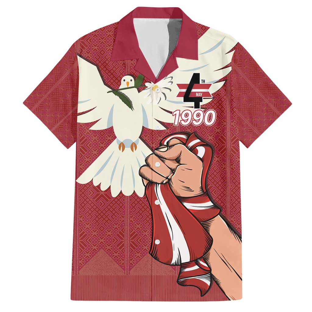 Latvia Restoration of Independence Day Hawaiian Shirt Latvija 4th May with Dove