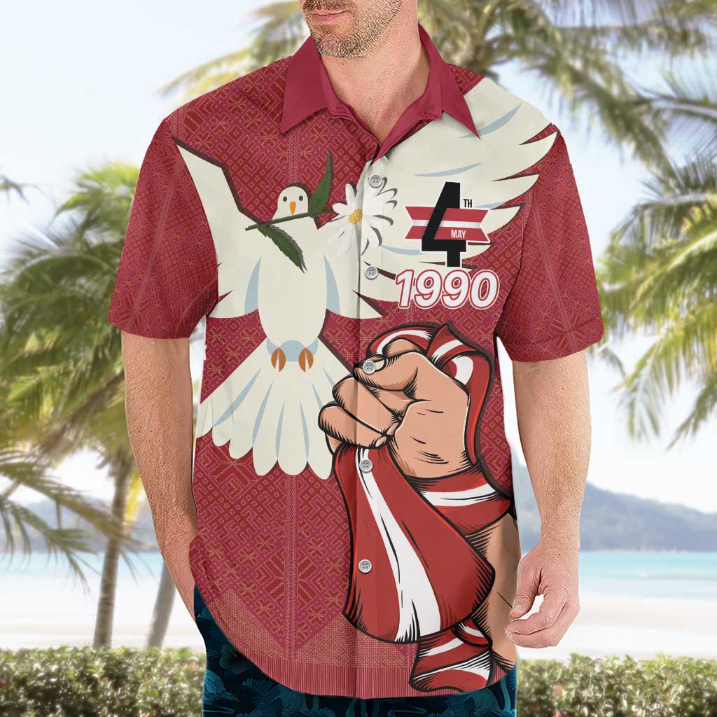 Latvia Restoration of Independence Day Hawaiian Shirt Latvija 4th May with Dove