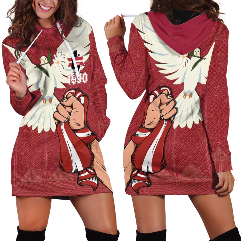 Latvia Restoration of Independence Day Hoodie Dress Latvija 4th May with Dove