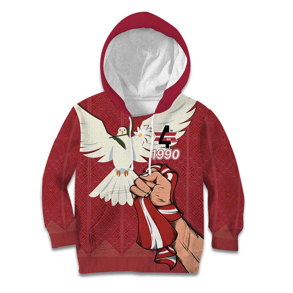 Latvia Restoration of Independence Day Kid Hoodie Latvija 4th May with Dove
