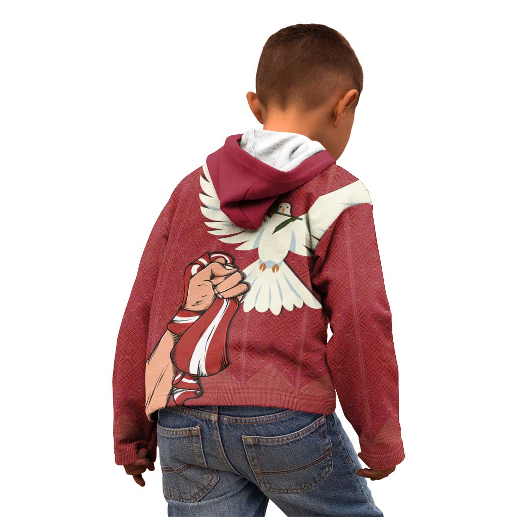 Latvia Restoration of Independence Day Kid Hoodie Latvija 4th May with Dove