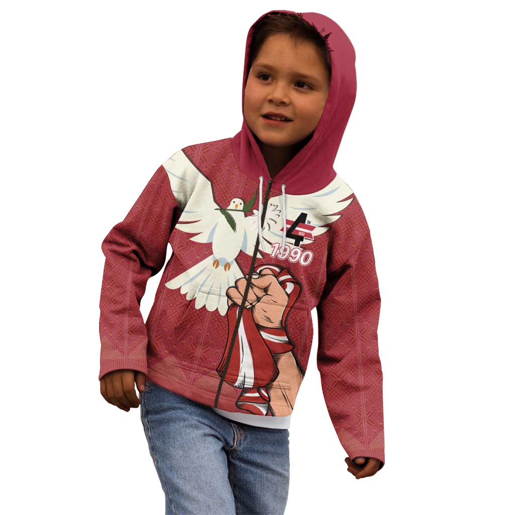 Latvia Restoration of Independence Day Kid Hoodie Latvija 4th May with Dove