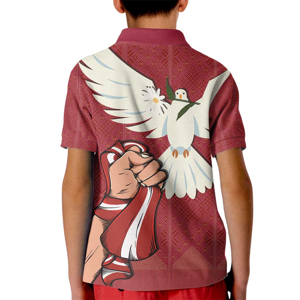 Latvia Restoration of Independence Day Kid Polo Shirt Latvija 4th May with Dove