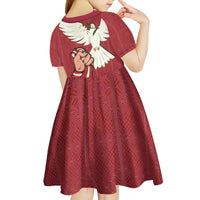 Latvia Restoration of Independence Day Kid Short Sleeve Dress Latvija 4th May with Dove