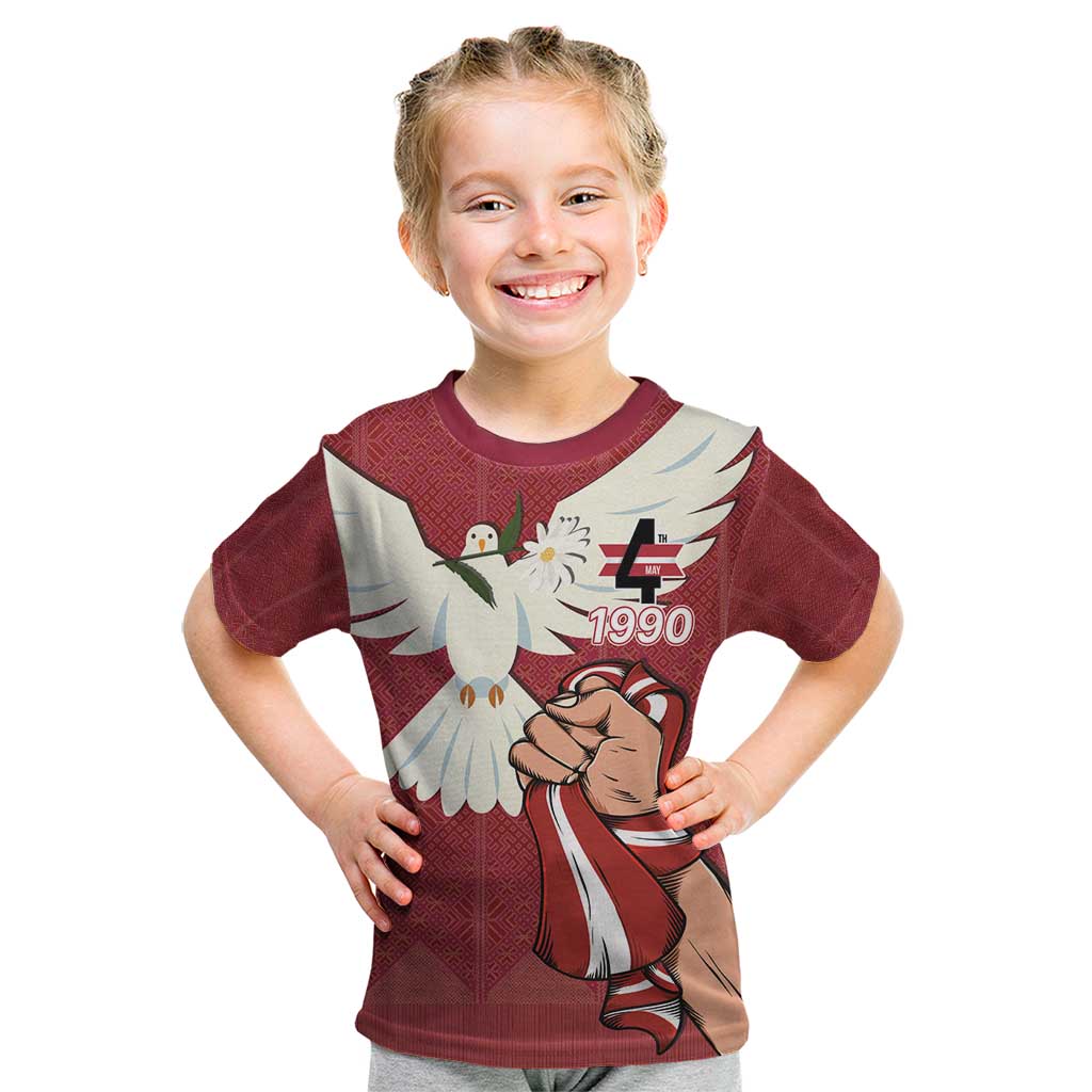 Latvia Restoration of Independence Day Kid T Shirt Latvija 4th May with Dove