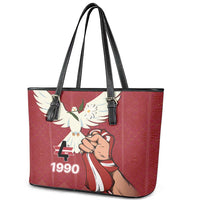 Latvia Restoration of Independence Day Leather Tote Bag Latvija 4th May with Dove