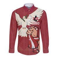 Latvia Restoration of Independence Day Long Sleeve Button Shirt Latvija 4th May with Dove