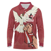 Latvia Restoration of Independence Day Long Sleeve Polo Shirt Latvija 4th May with Dove