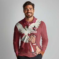 Latvia Restoration of Independence Day Long Sleeve Polo Shirt Latvija 4th May with Dove