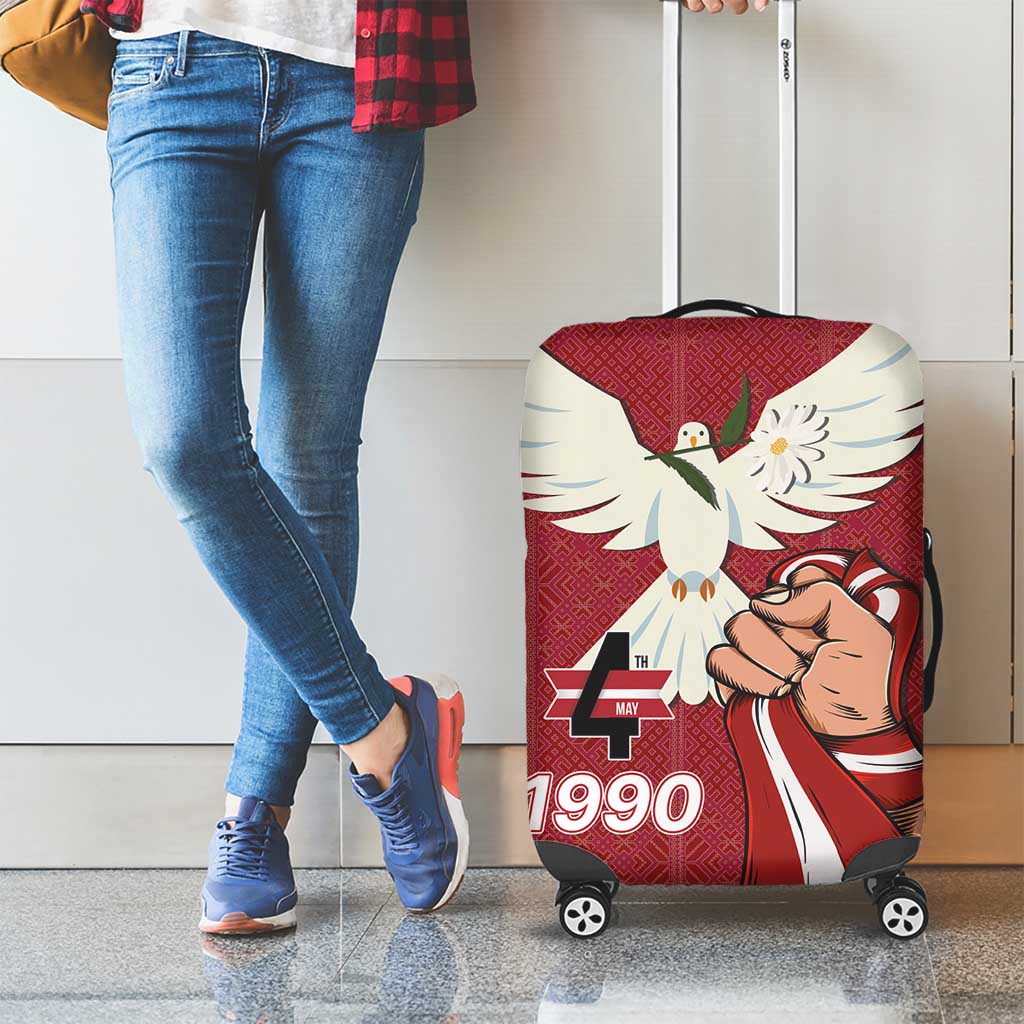 Latvia Restoration of Independence Day Luggage Cover Latvija 4th May with Dove
