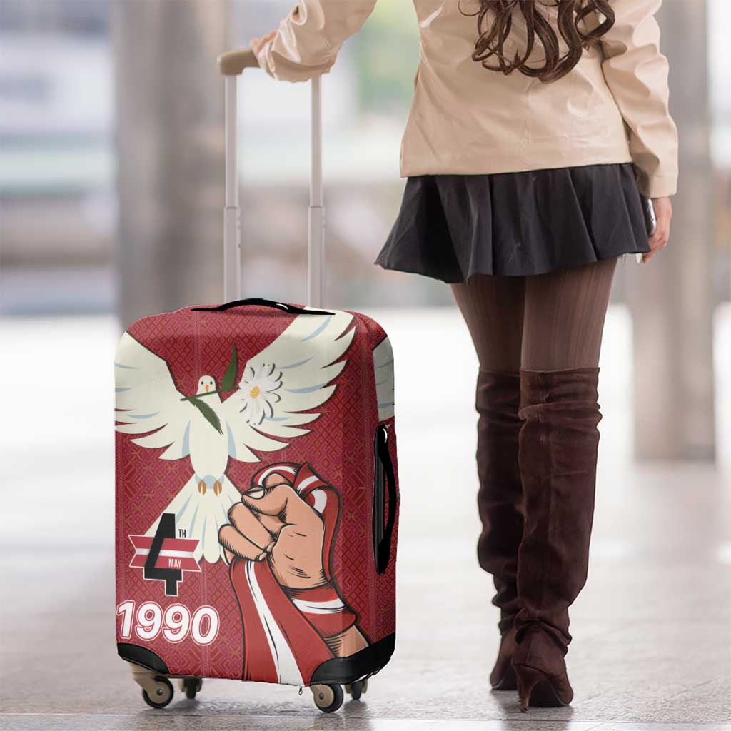 Latvia Restoration of Independence Day Luggage Cover Latvija 4th May with Dove