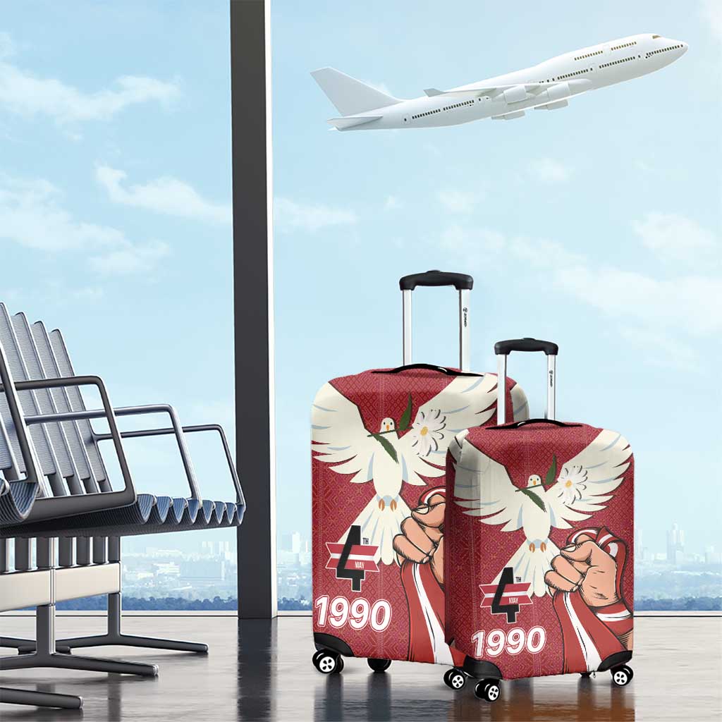 Latvia Restoration of Independence Day Luggage Cover Latvija 4th May with Dove