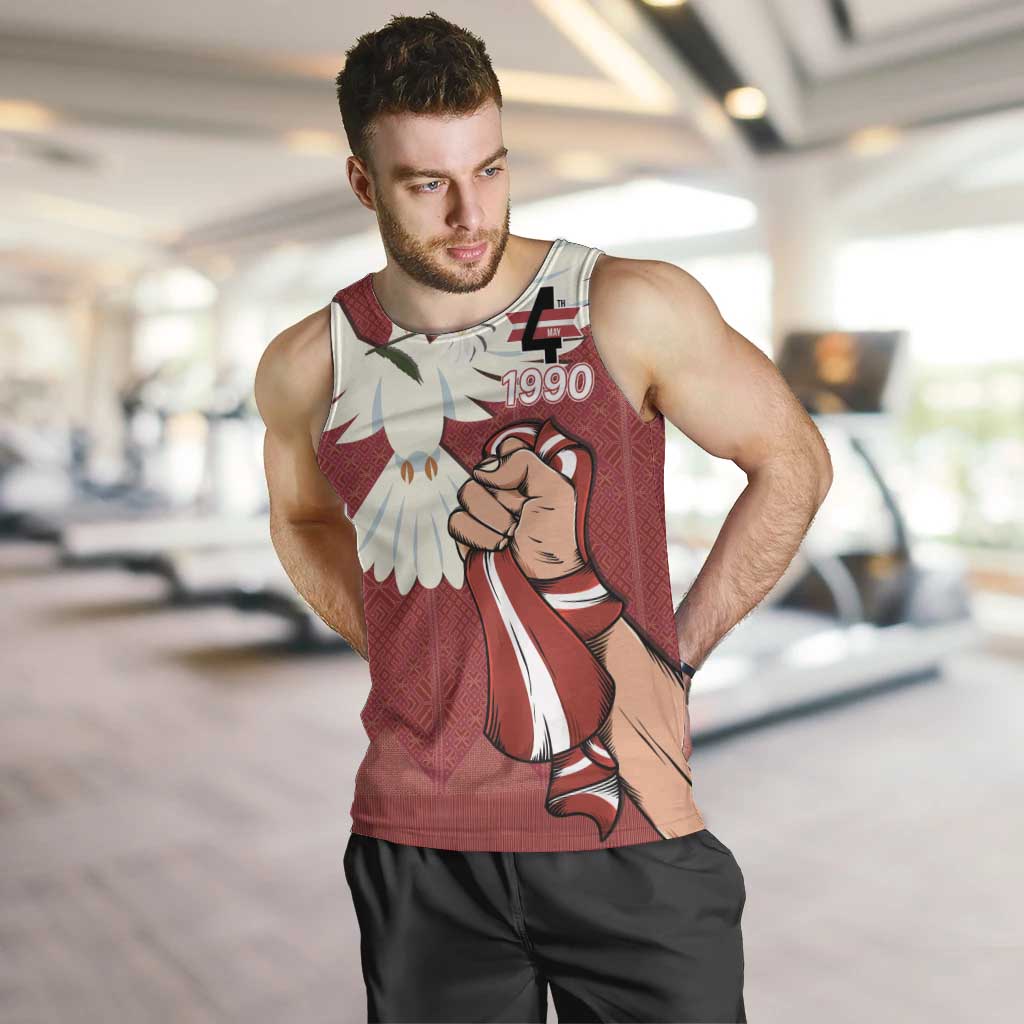 Latvia Restoration of Independence Day Men Tank Top Latvija 4th May with Dove