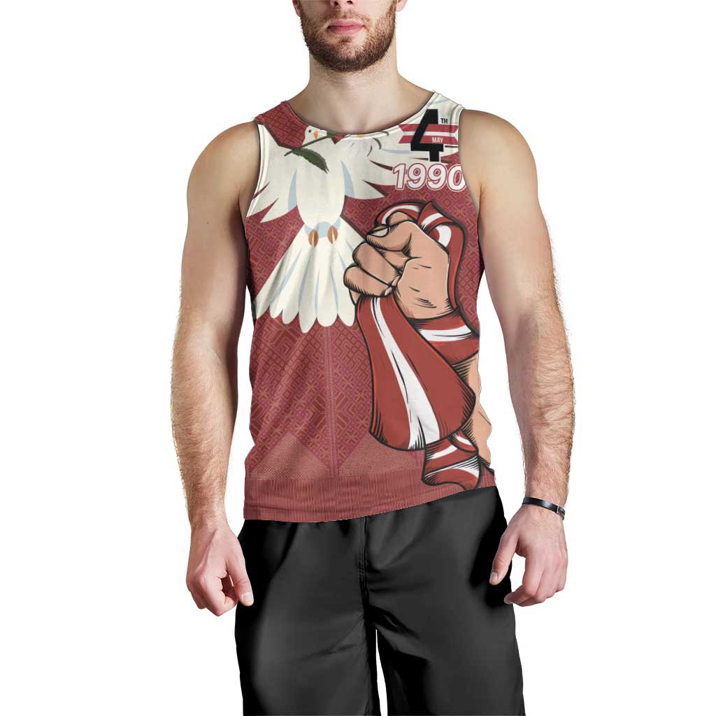 Latvia Restoration of Independence Day Men Tank Top Latvija 4th May with Dove