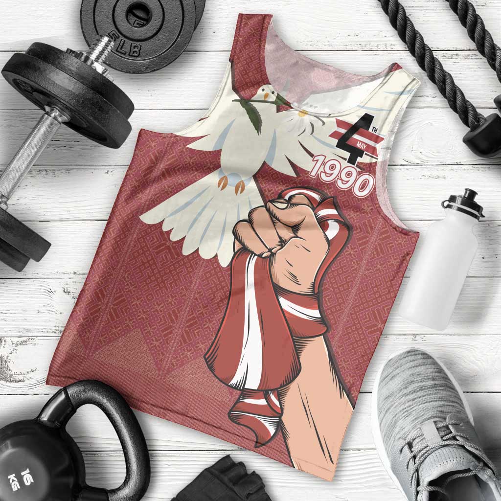 Latvia Restoration of Independence Day Men Tank Top Latvija 4th May with Dove