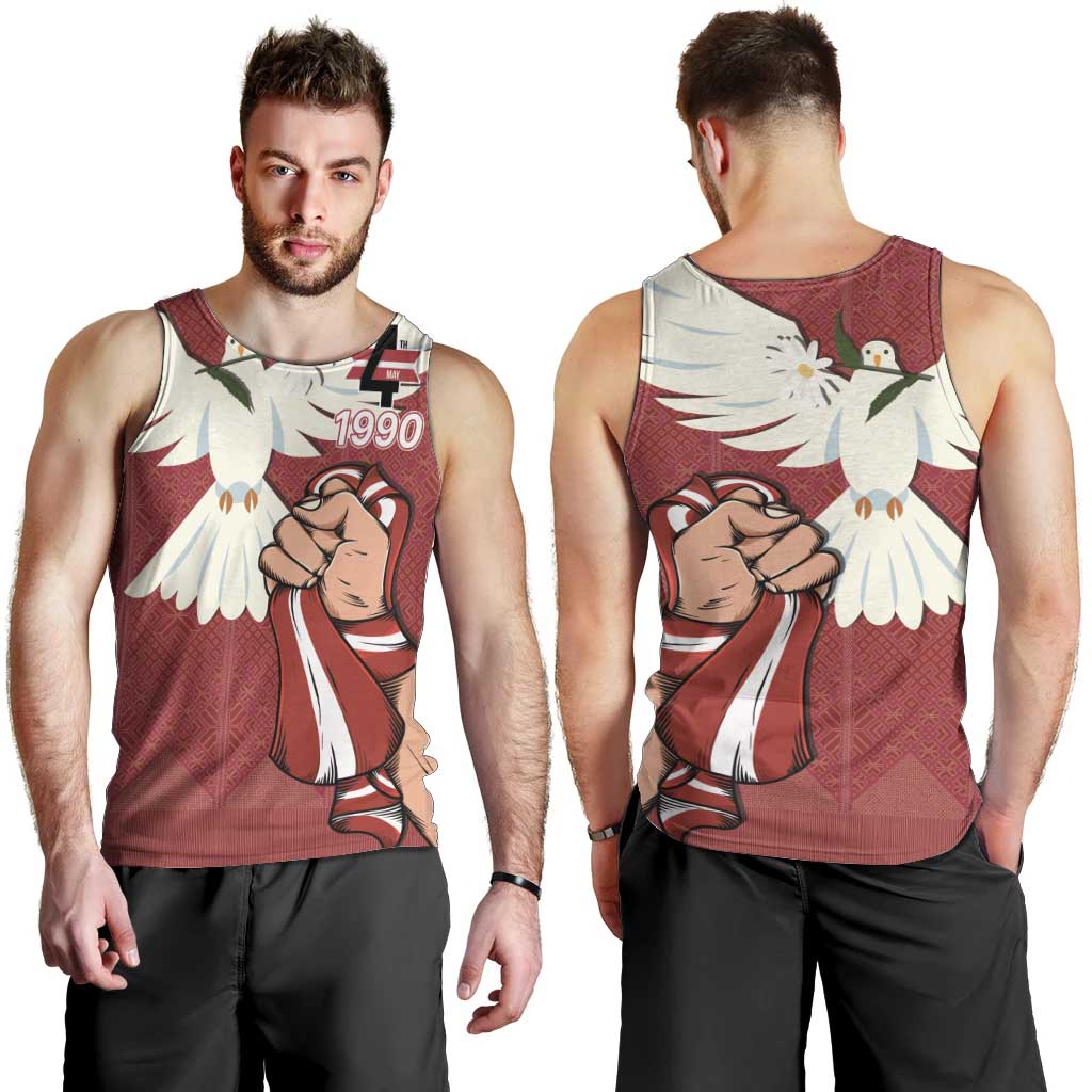 Latvia Restoration of Independence Day Men Tank Top Latvija 4th May with Dove