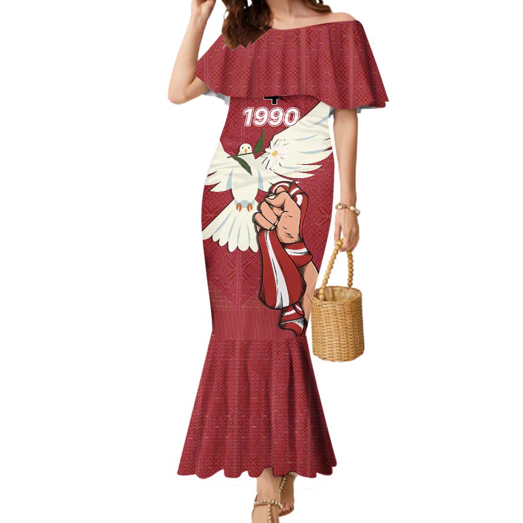 Latvia Restoration of Independence Day Mermaid Dress Latvija 4th May with Dove