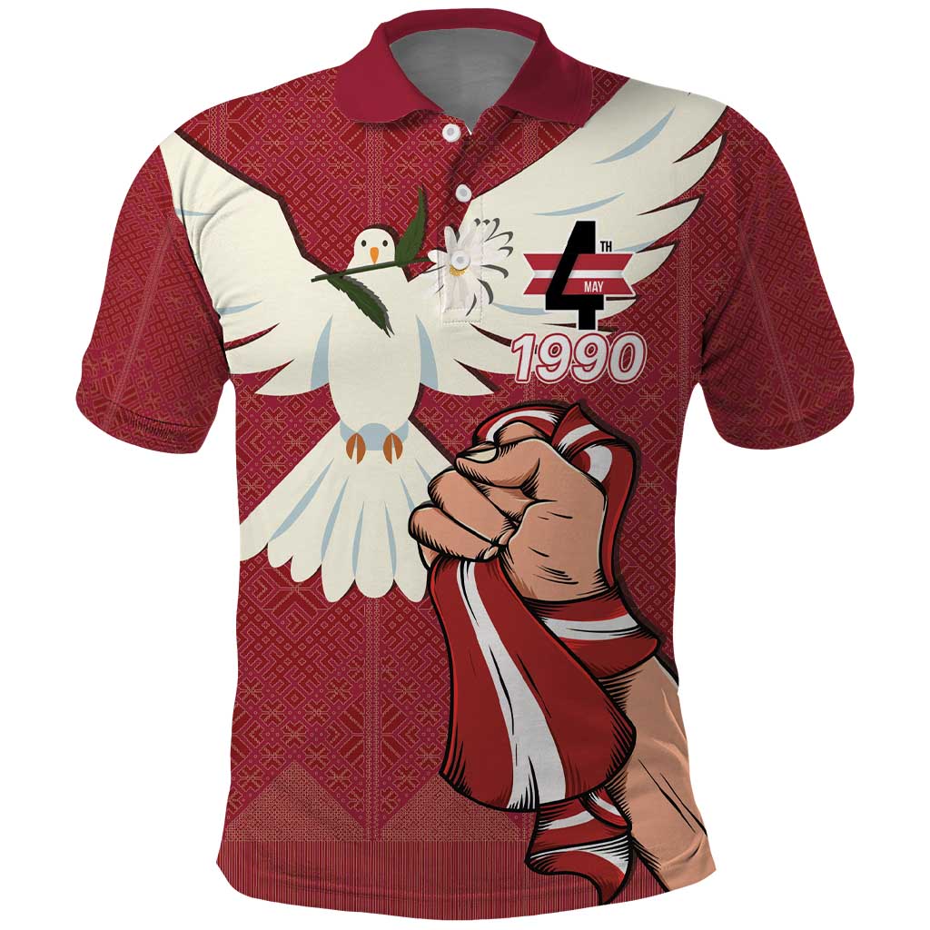 Latvia Restoration of Independence Day Polo Shirt Latvija 4th May with Dove