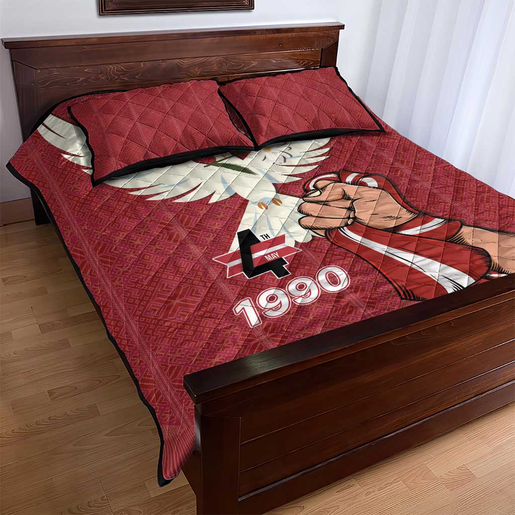 Latvia Restoration of Independence Day Quilt Bed Set Latvija 4th May with Dove