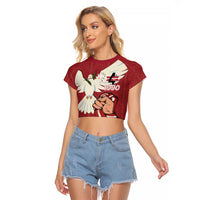 Latvia Restoration of Independence Day Raglan Cropped T Shirt Latvija 4th May with Dove