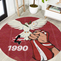 Latvia Restoration of Independence Day Round Carpet Latvija 4th May with Dove
