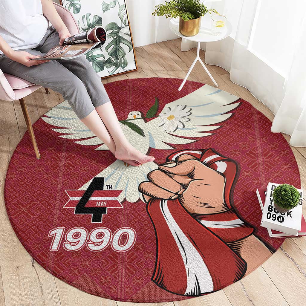 Latvia Restoration of Independence Day Round Carpet Latvija 4th May with Dove