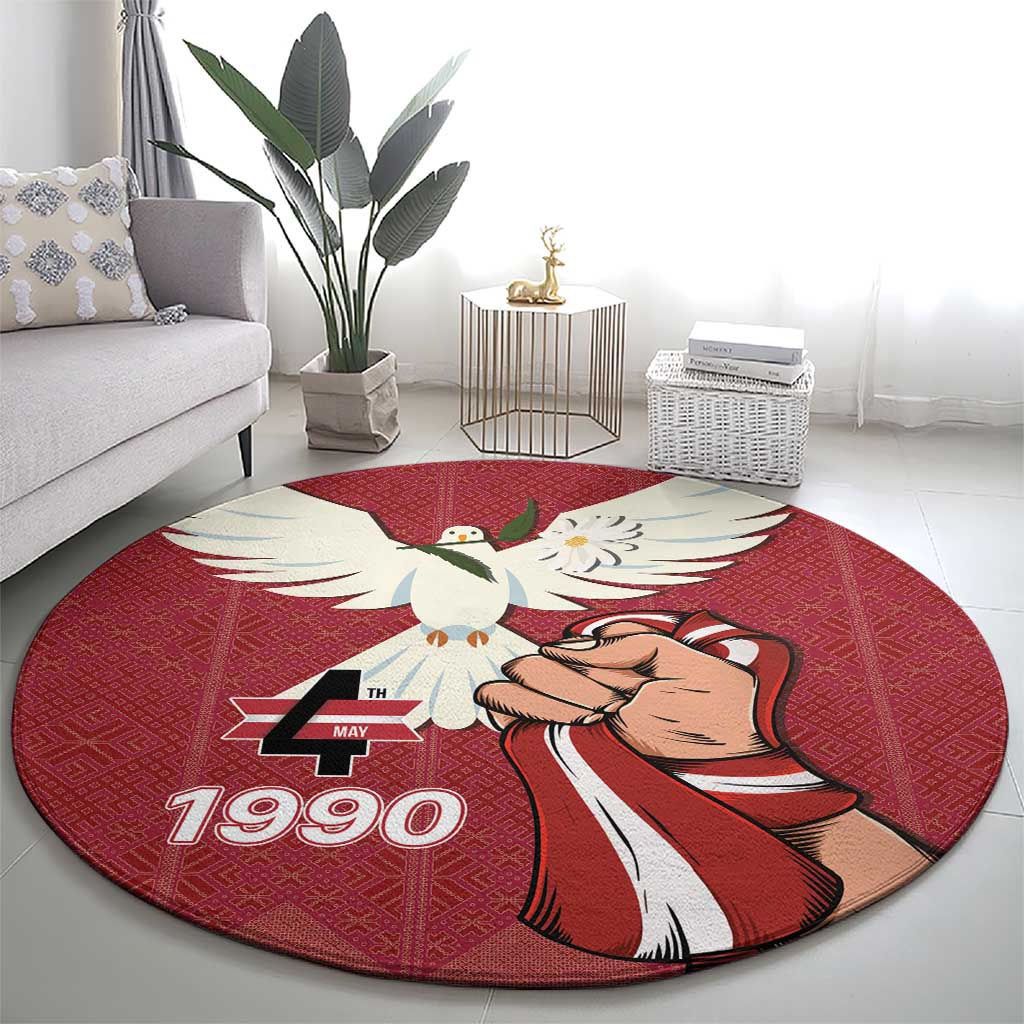 Latvia Restoration of Independence Day Round Carpet Latvija 4th May with Dove