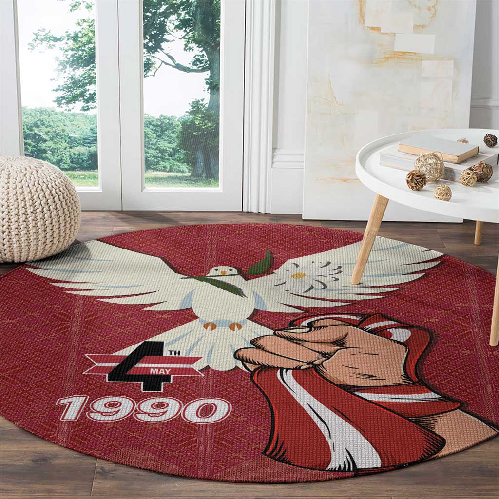 Latvia Restoration of Independence Day Round Carpet Latvija 4th May with Dove