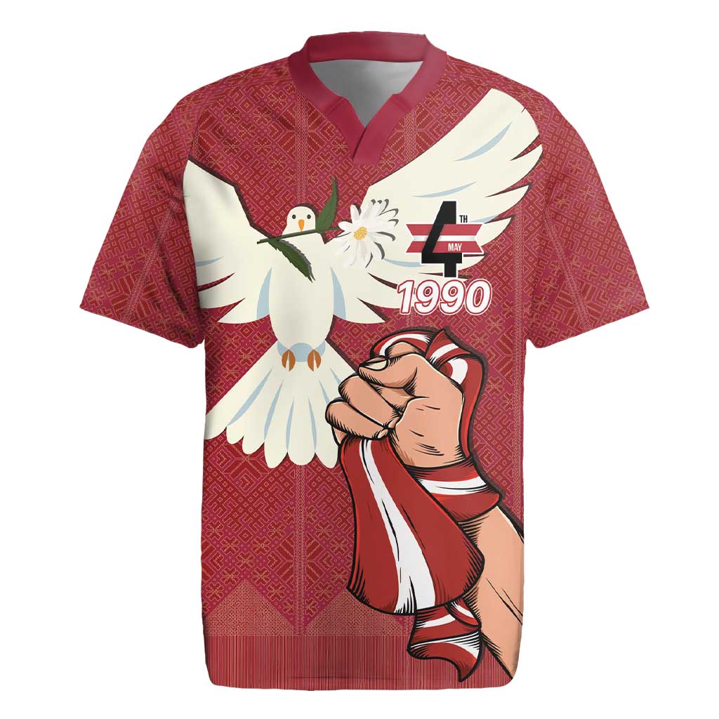 Latvia Restoration of Independence Day Rugby Jersey Latvija 4th May with Dove