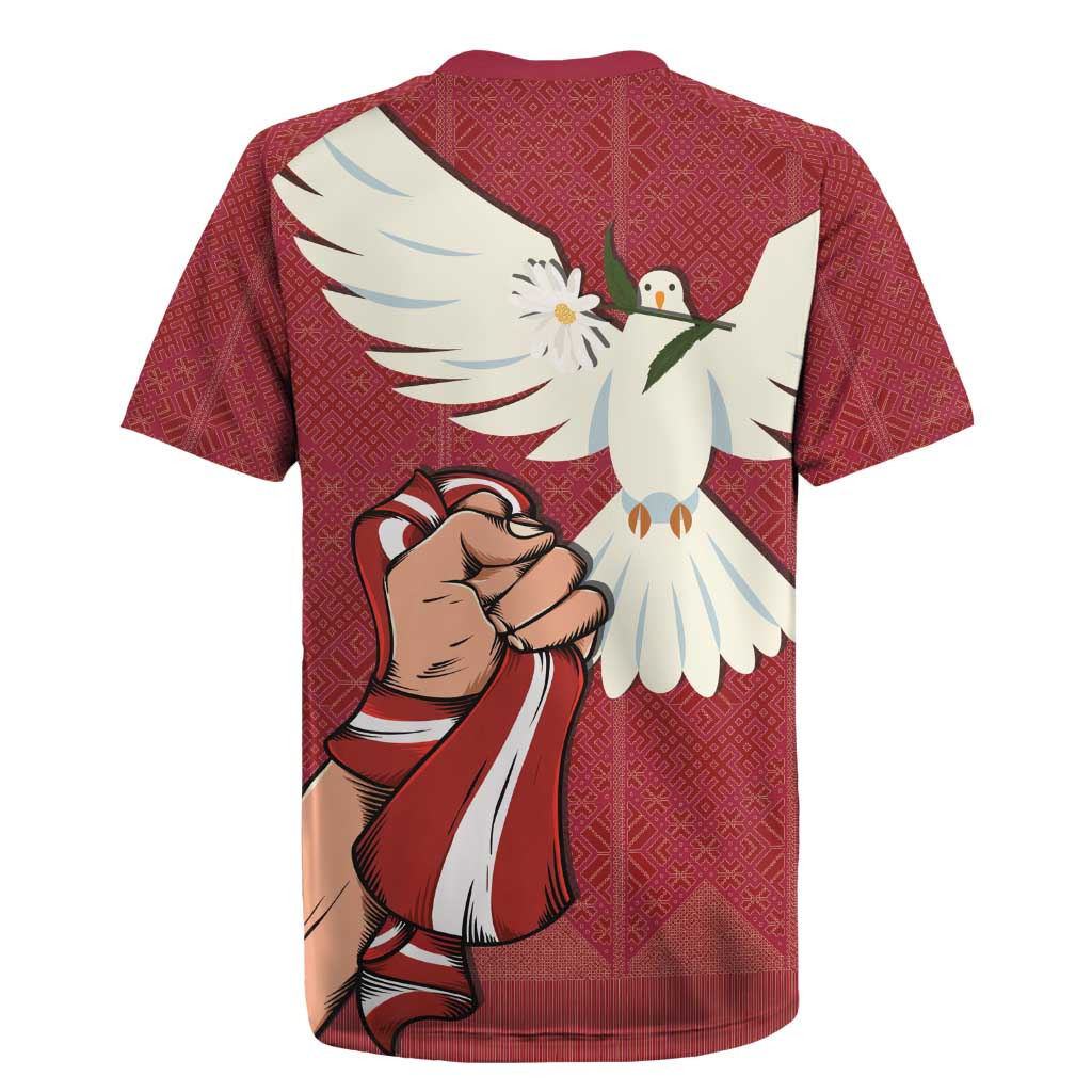 Latvia Restoration of Independence Day Rugby Jersey Latvija 4th May with Dove