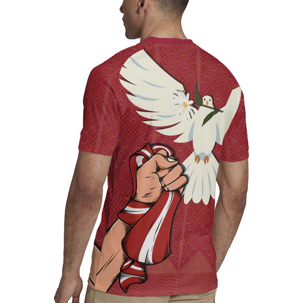 Latvia Restoration of Independence Day Rugby Jersey Latvija 4th May with Dove