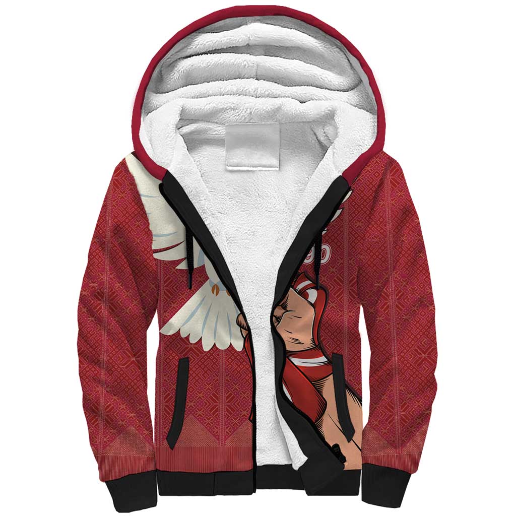 Latvia Restoration of Independence Day Sherpa Hoodie Latvija 4th May with Dove
