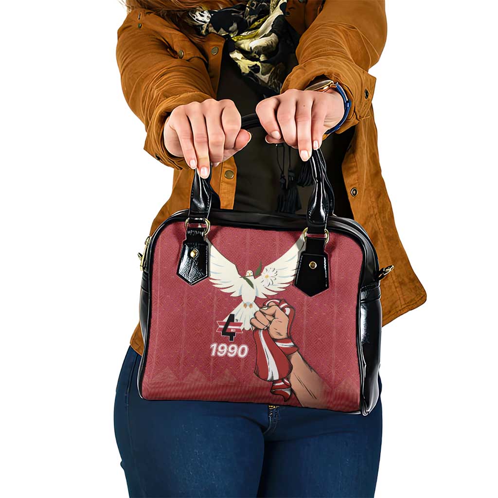 Latvia Restoration of Independence Day Shoulder Handbag Latvija 4th May with Dove