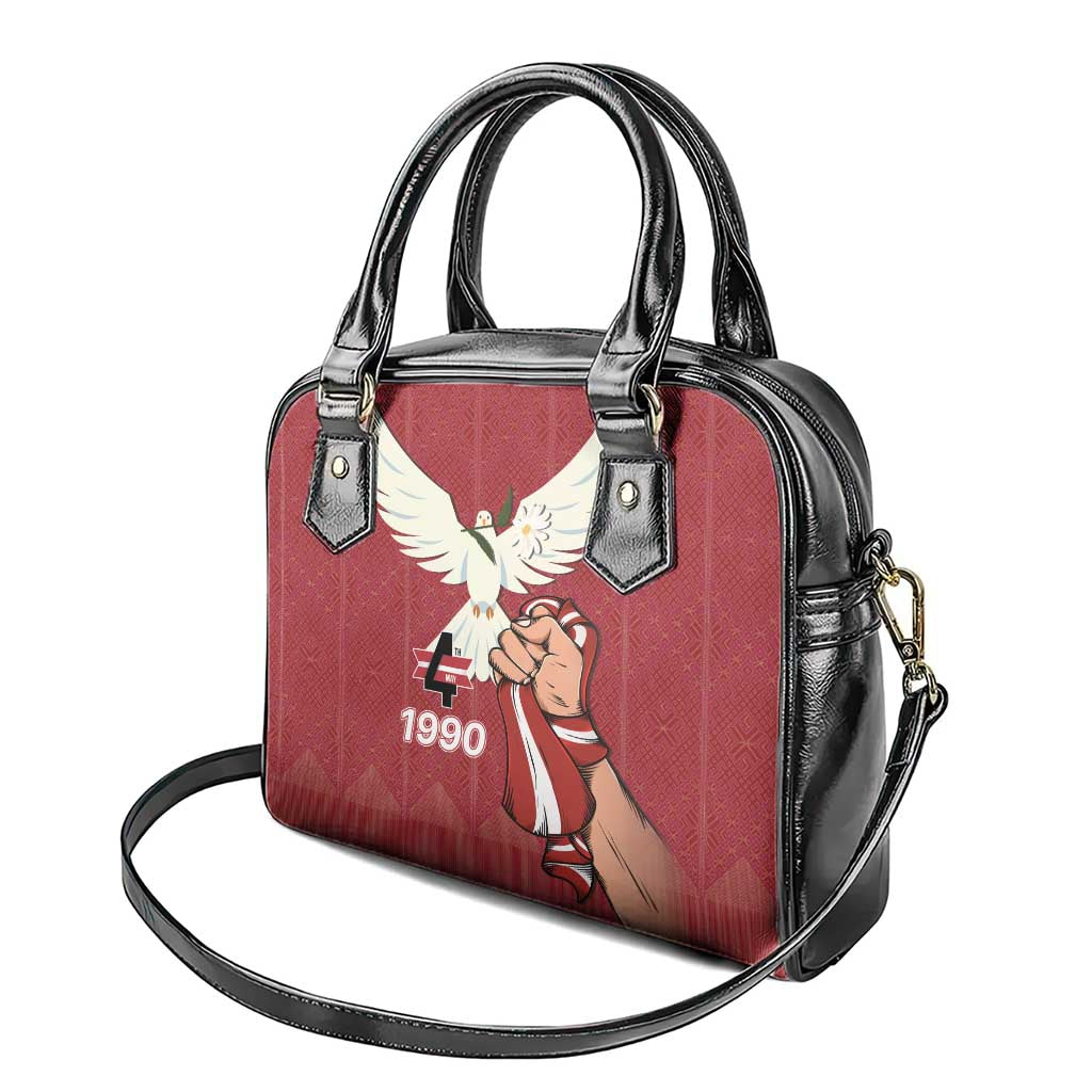 Latvia Restoration of Independence Day Shoulder Handbag Latvija 4th May with Dove