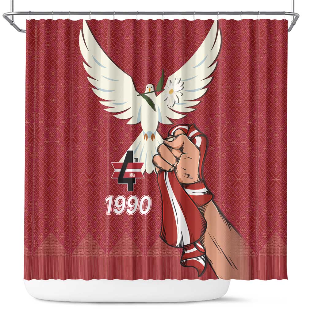 Latvia Restoration of Independence Day Shower Curtain Latvija 4th May with Dove