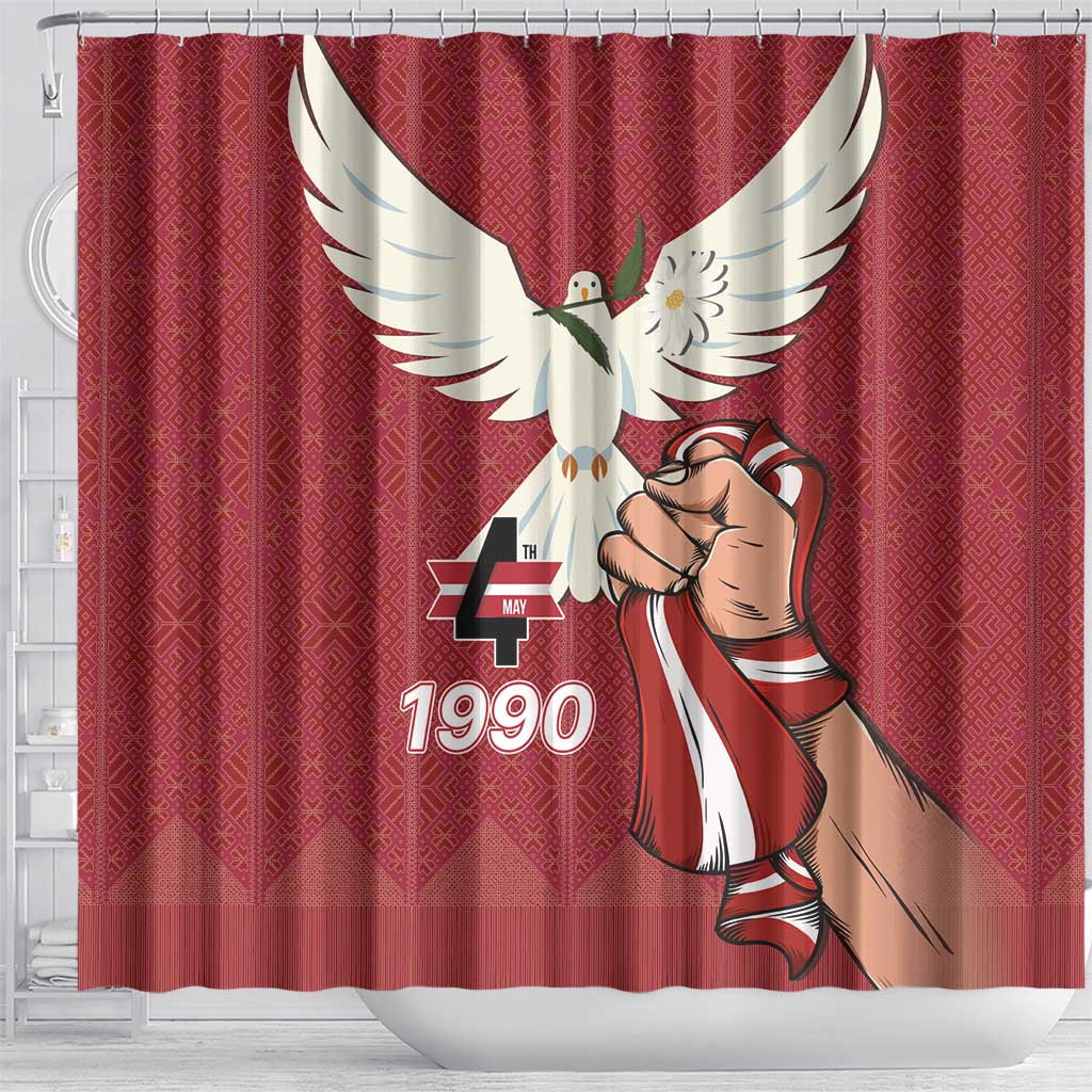 Latvia Restoration of Independence Day Shower Curtain Latvija 4th May with Dove