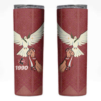 Latvia Restoration of Independence Day Skinny Tumbler Latvija 4th May with Dove