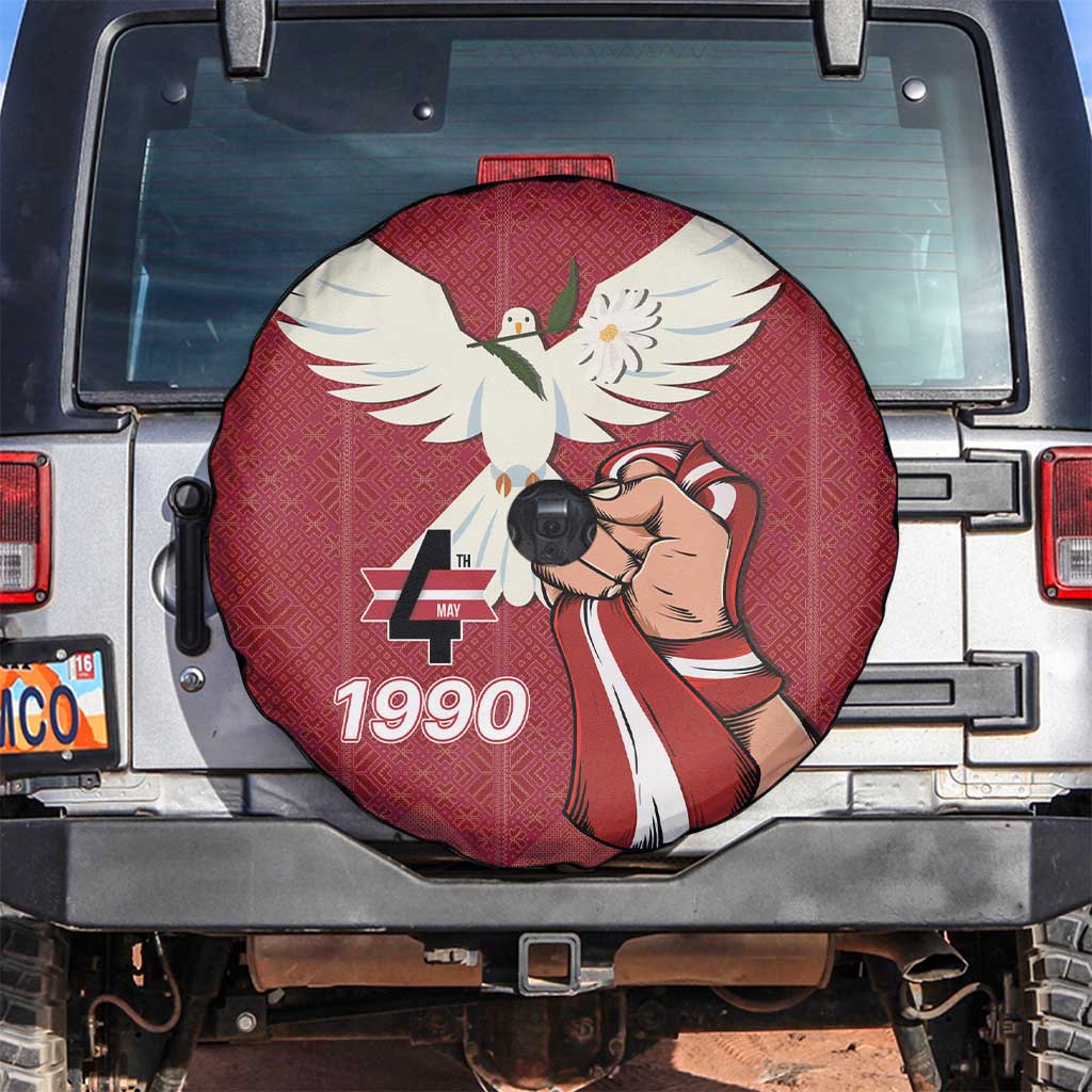 Latvia Restoration of Independence Day Spare Tire Cover Latvija 4th May with Dove