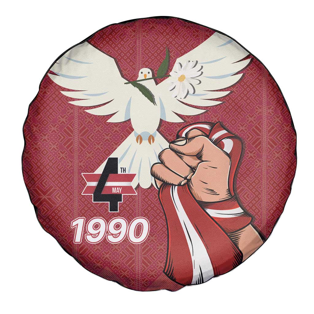 Latvia Restoration of Independence Day Spare Tire Cover Latvija 4th May with Dove
