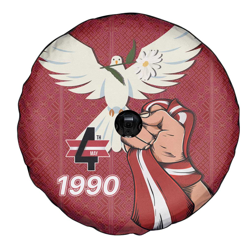 Latvia Restoration of Independence Day Spare Tire Cover Latvija 4th May with Dove