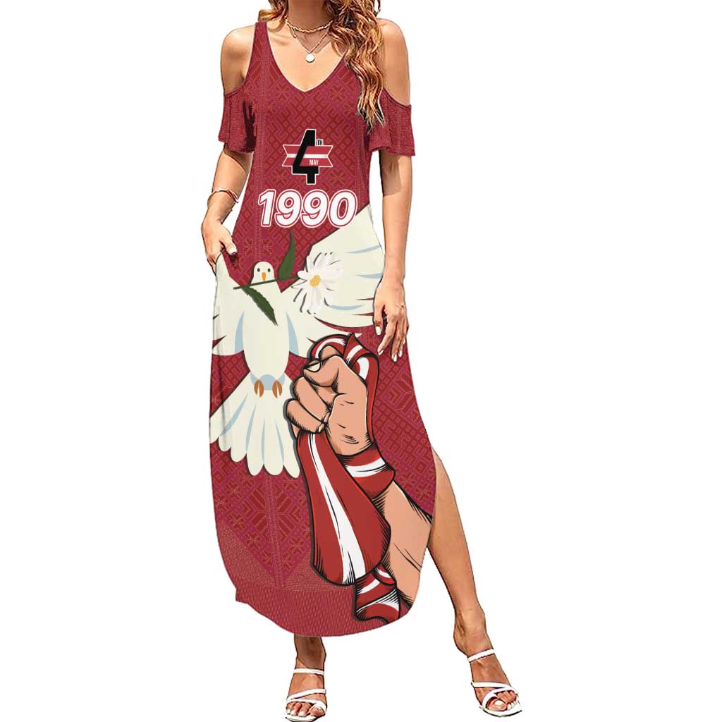 Latvia Restoration of Independence Day Summer Maxi Dress Latvija 4th May with Dove