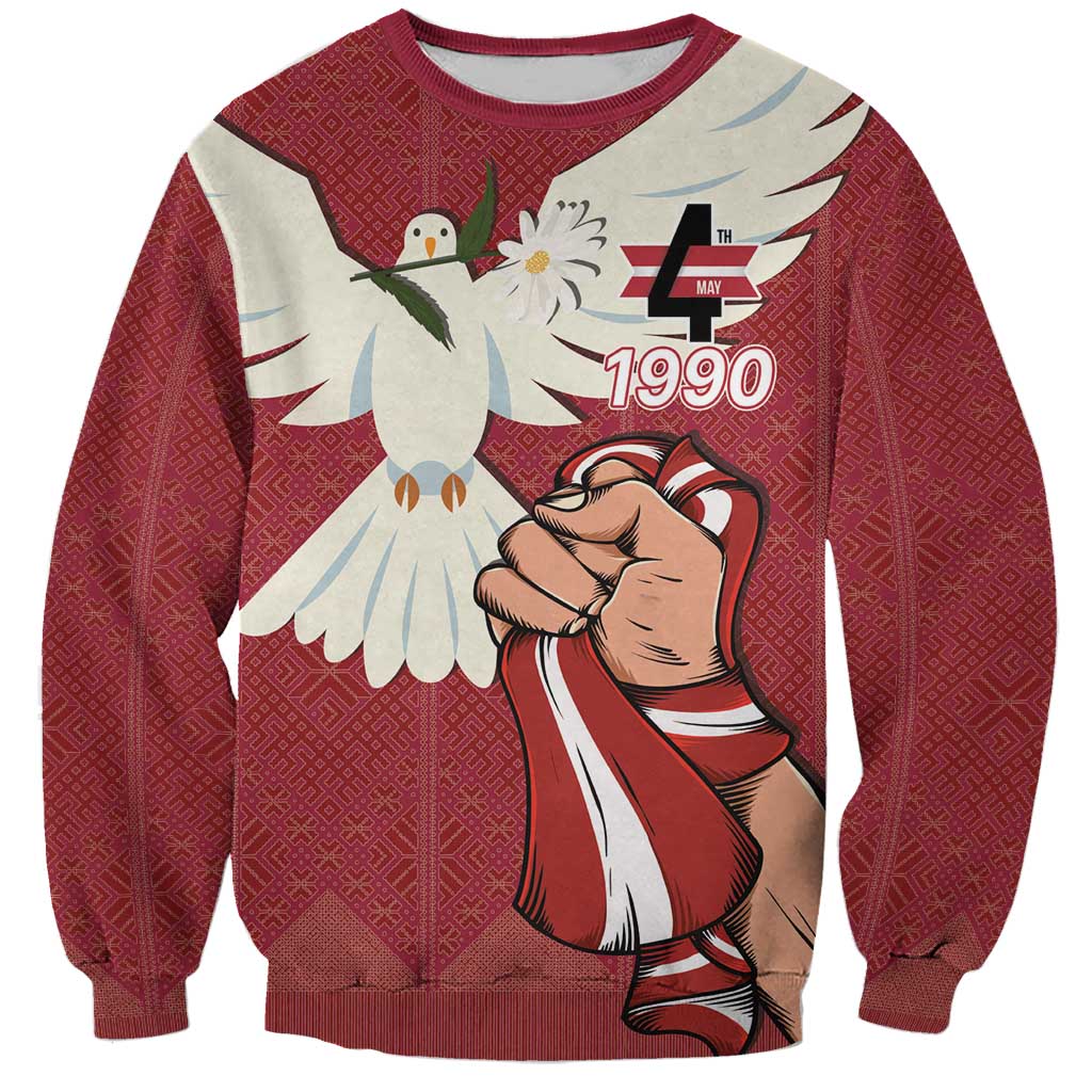 Latvia Restoration of Independence Day Sweatshirt Latvija 4th May with Dove