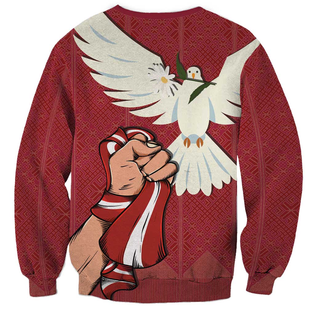 Latvia Restoration of Independence Day Sweatshirt Latvija 4th May with Dove