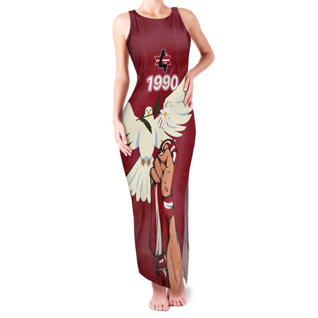 Latvia Restoration of Independence Day Tank Maxi Dress Latvija 4th May with Dove