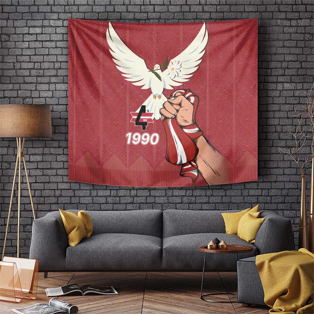 Latvia Restoration of Independence Day Tapestry Latvija 4th May with Dove