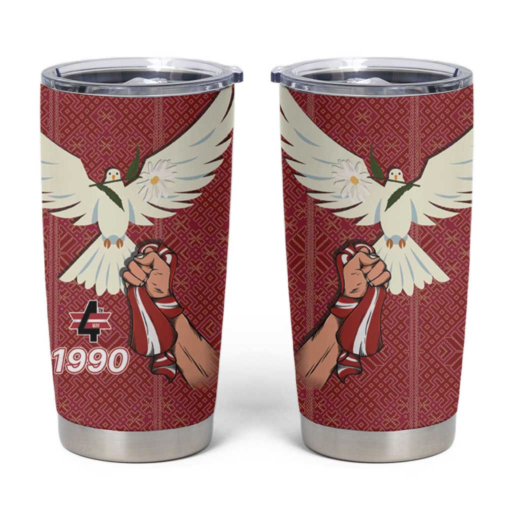 Latvia Restoration of Independence Day Tumbler Cup Latvija 4th May with Dove
